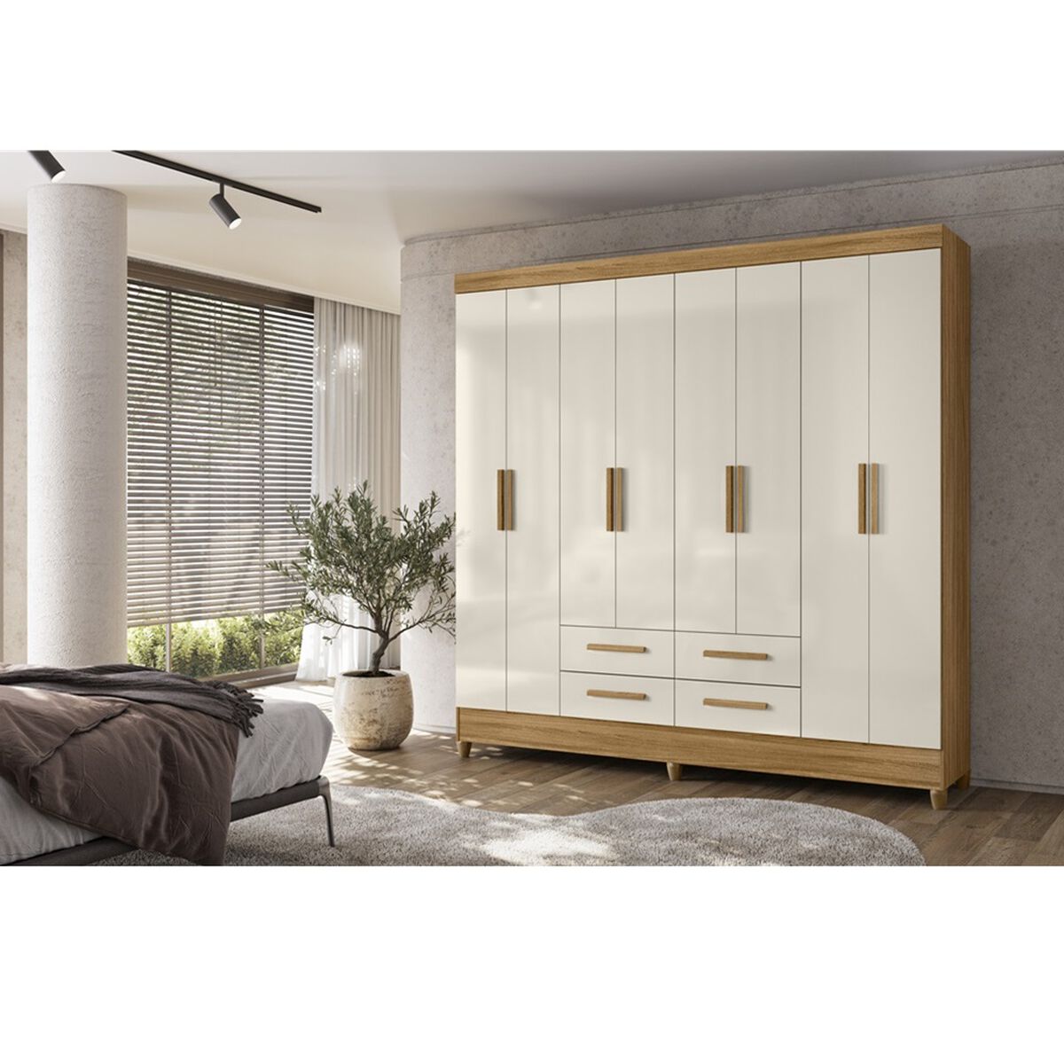 Closet Di Poretti Florida 8 Puertas 4 Cajones Café y Blanco
