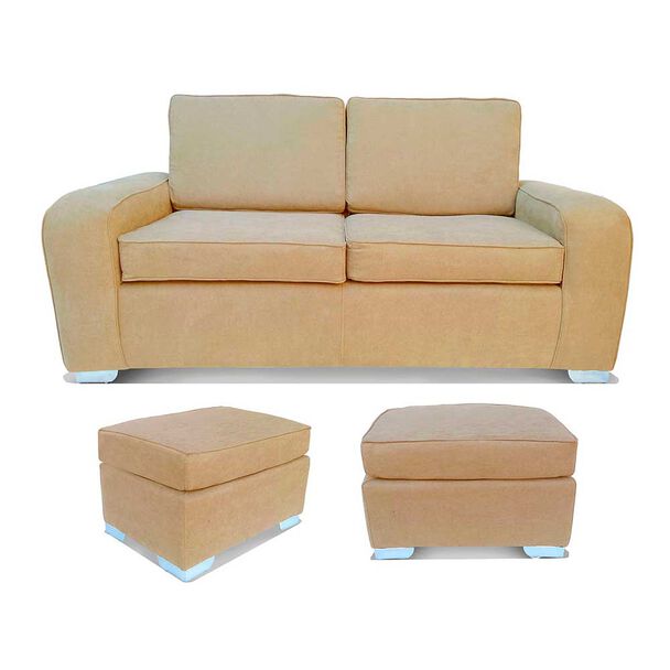 Juego de Living Elegant Detail Boston Sofá 3 Cuerpos + Dos Sillones 1 Cuerpo Beige