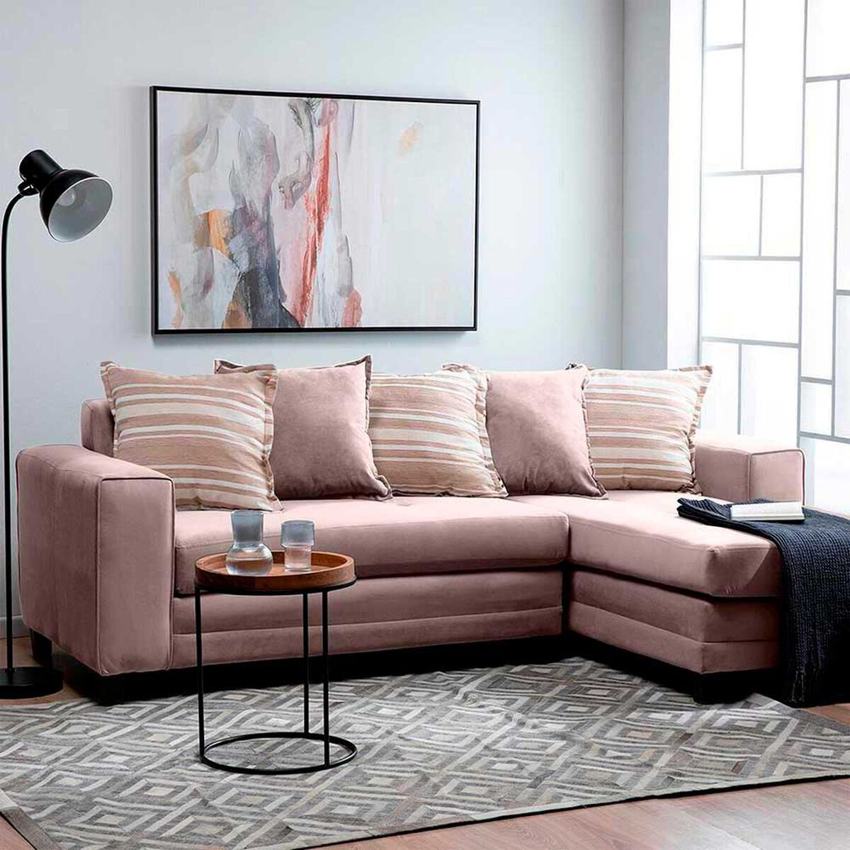 Sof&aacute; Seccional Derecho Living Factory Milan 3 Cuerpos Beige