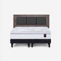 Cama Europea Rosen 2 Plazas Art 4 + Respaldo Rachel Gris