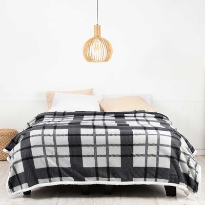 Frazada de Poliéster Mashini 2 Plazas Tartan Negro