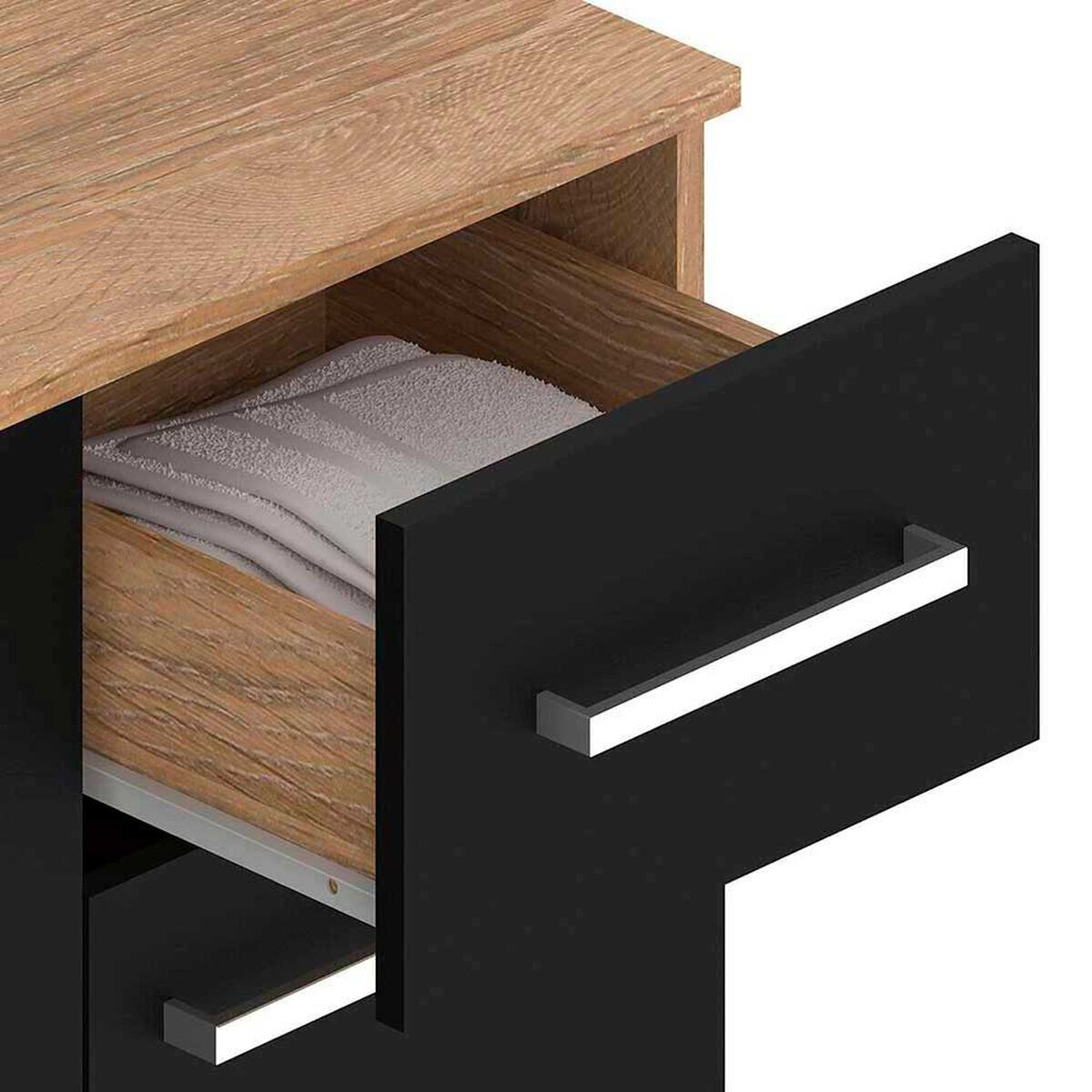 Mueble de Cocina Vekkahome Madri 1 Caj&oacute;n 7 Puertas Negro Caf&eacute;