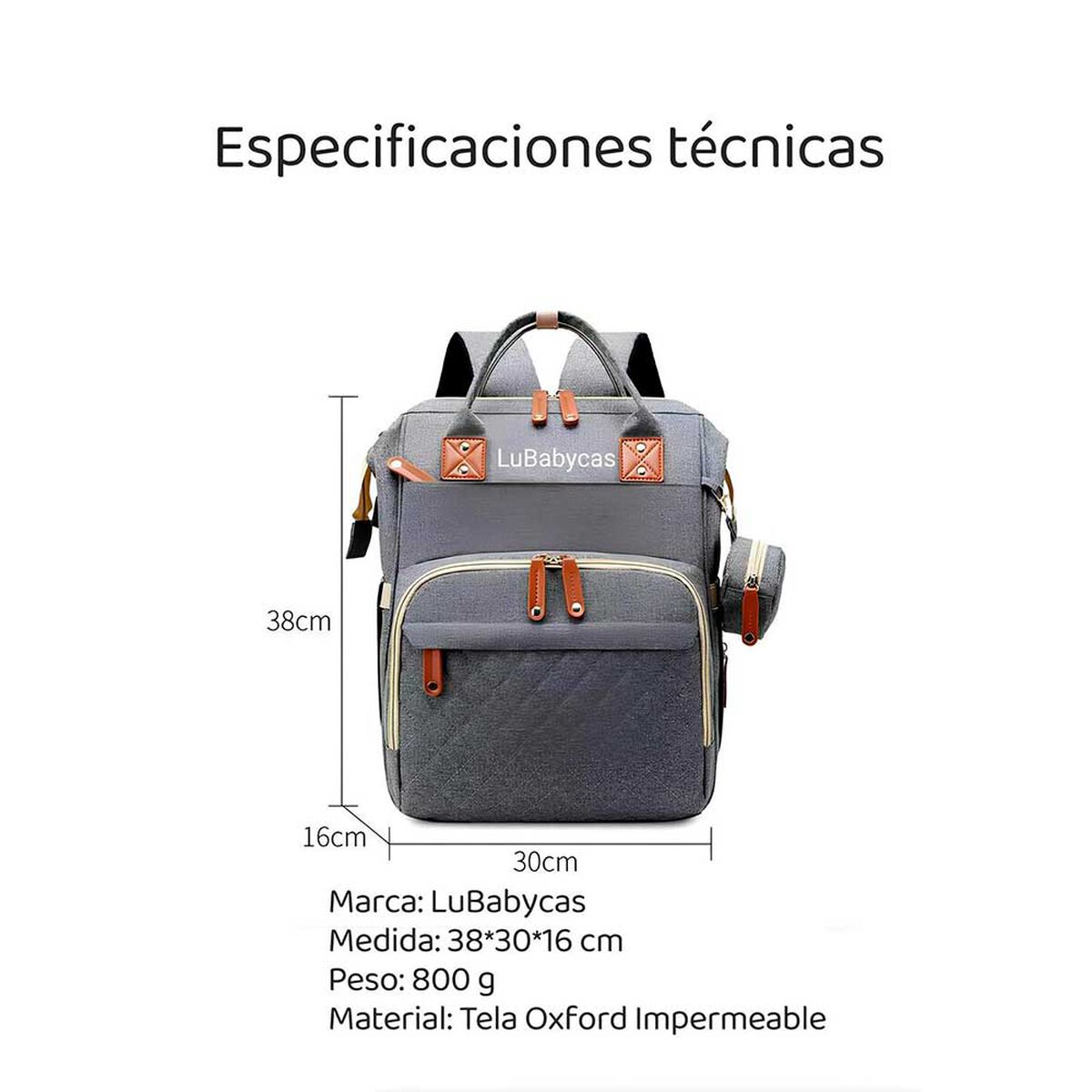 Mochila Maternal Lubabycas Impermeable con Accesorios Azul