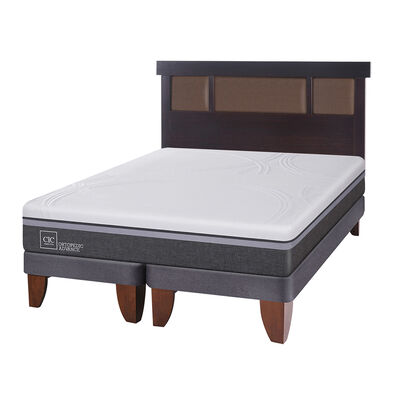 Imagen 2 del producto Cama Europea CIC Base Dividida 2 Plazas Ortopedic Advance + Respaldo Dublin Chocolate