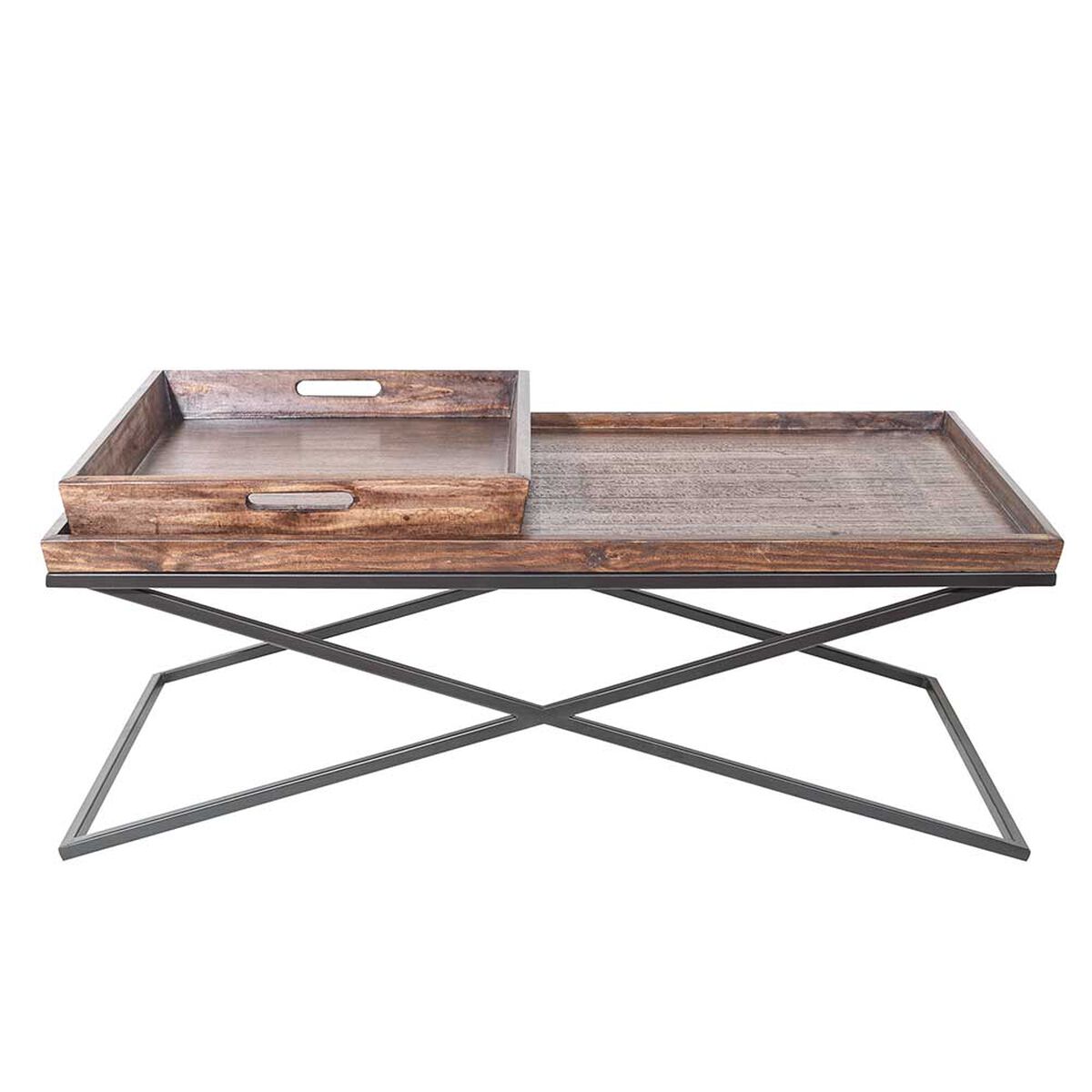 Mesa de Centro Innovamuebles Monarca 2 Bandejas Nogal Oscuro