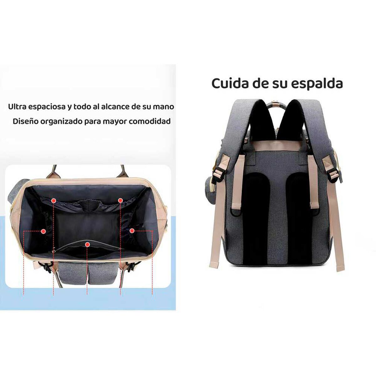 Mochila Maternal Lubabycas Impermeable con Accesorios Rosada
