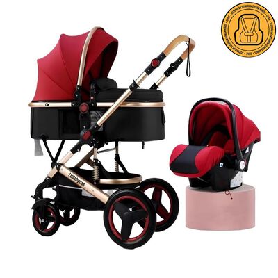 Coche Travel System con Accesorios Burdeos Luxury LuBabycas