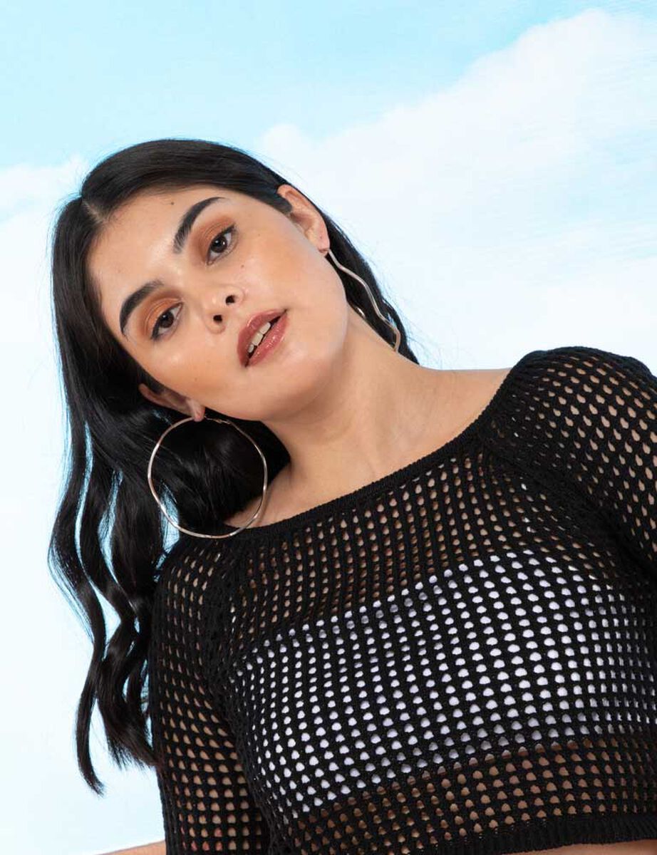 Sweater Tejido Crop Manga Campana Mujer Icono