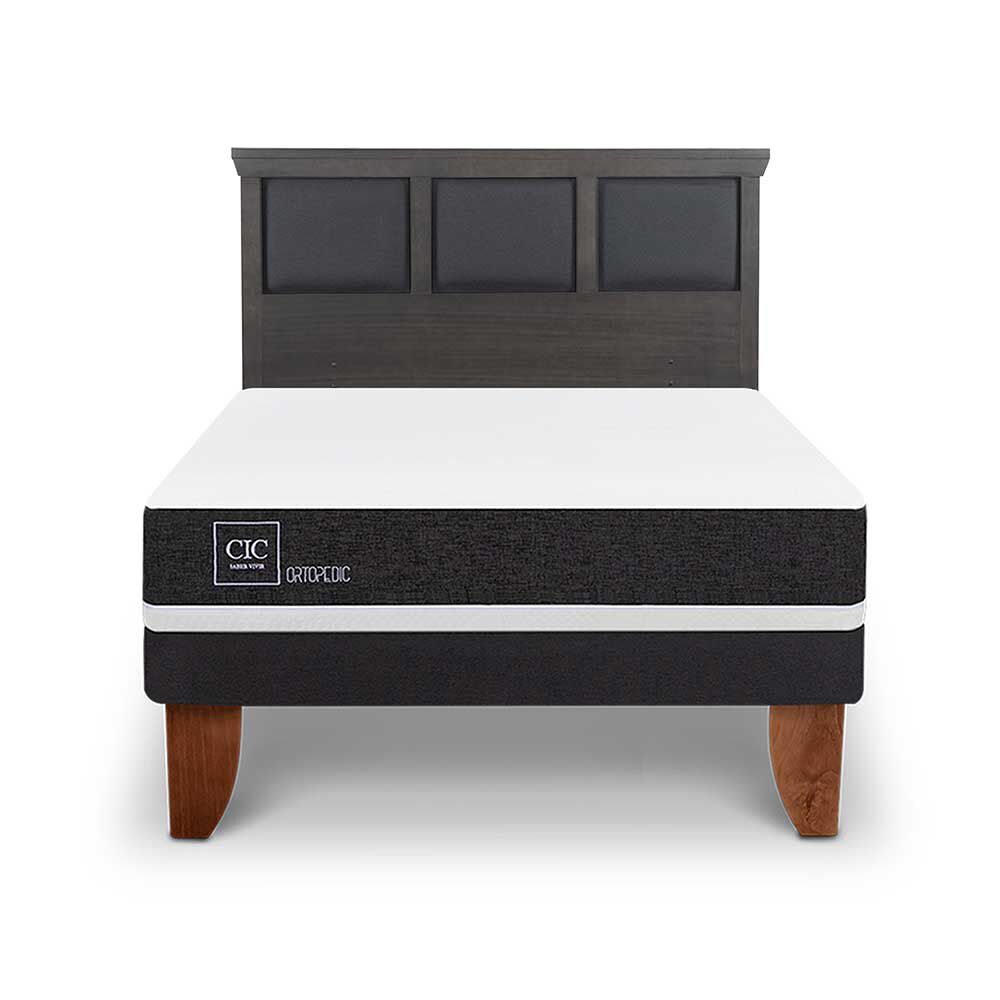 Cama Europea CIC 2 Plazas Ortopedic + Respaldo Torino