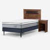 Cama Europea Rosen 1,5 Plazas Indie + Respaldo + Velador Ferrera