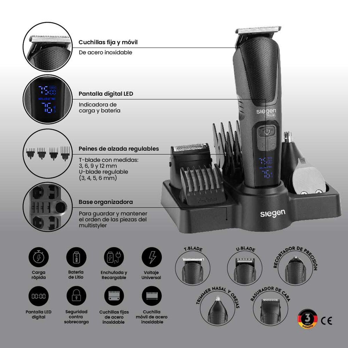 Cortapelos Siegen SG-8525 Multistyler 5 en 1