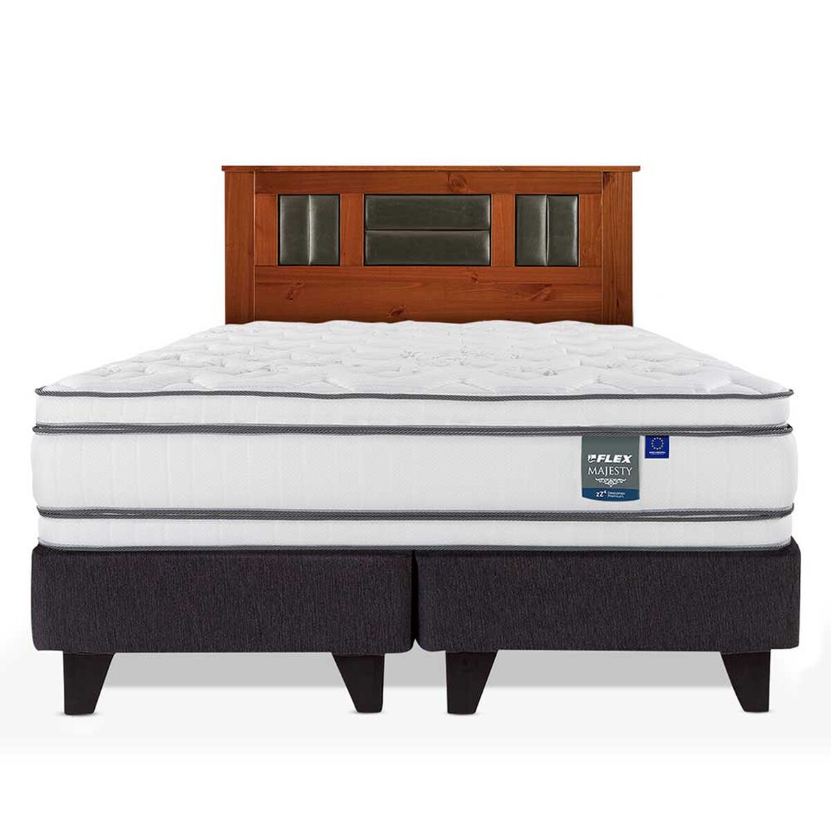 Combo Cama Europea Flex 2 Plazas Majesty + Respaldo Lorraine