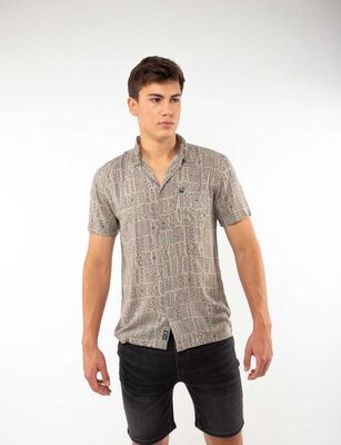 Imagen 1 del producto Camisa Estampada Manga Corta Hombre Fiorucci Verde-Mili