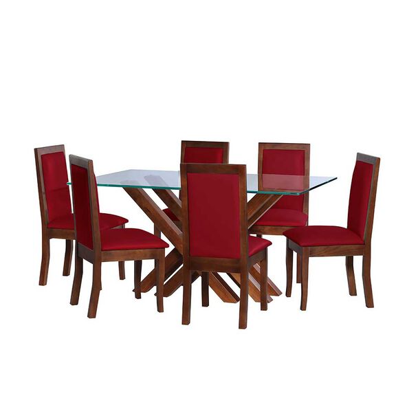 Juego de Comedor Latam Home Merida 6 Sillas Rojo