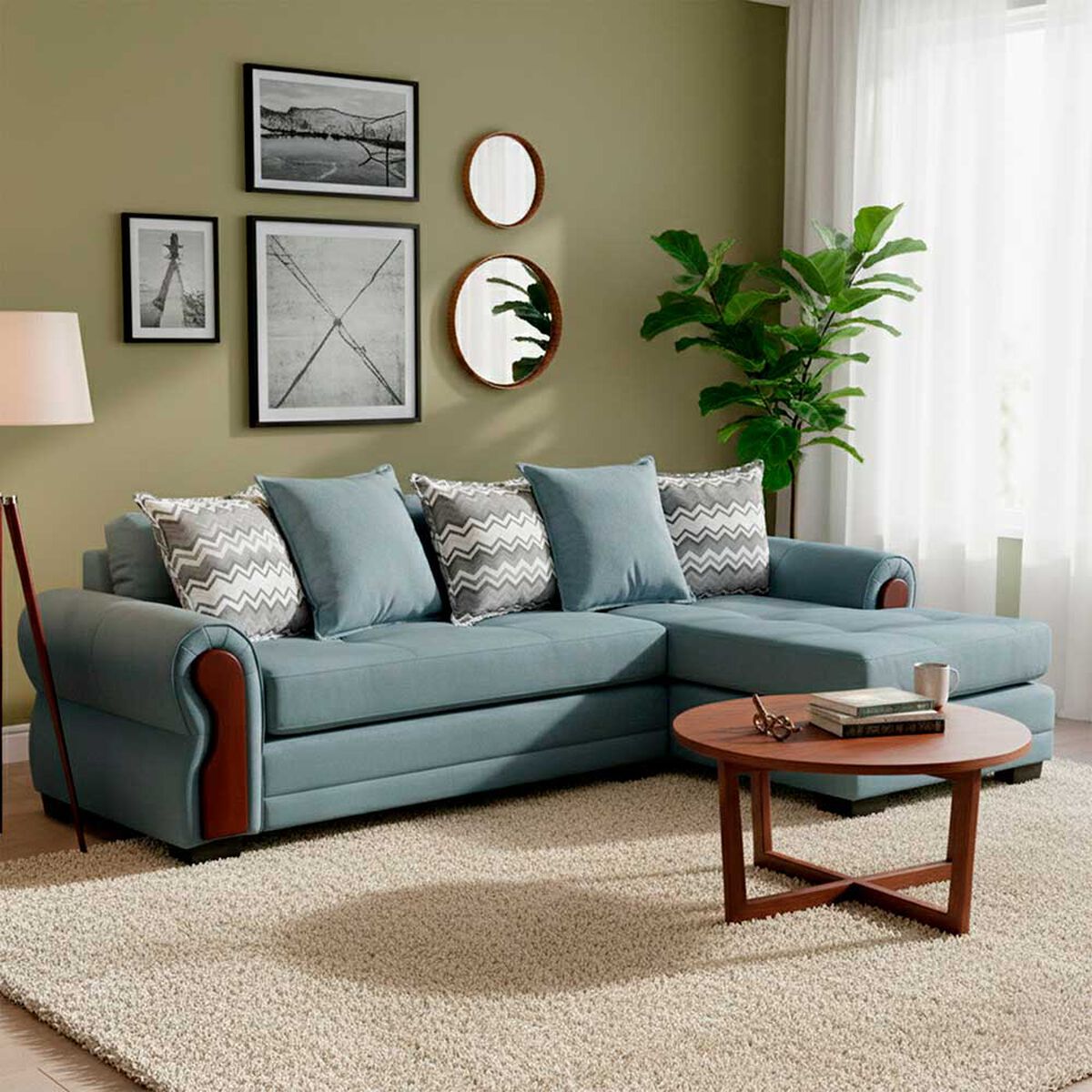 Sof&aacute; Seccional Living Factory Arizona 4 Cuerpos Beige