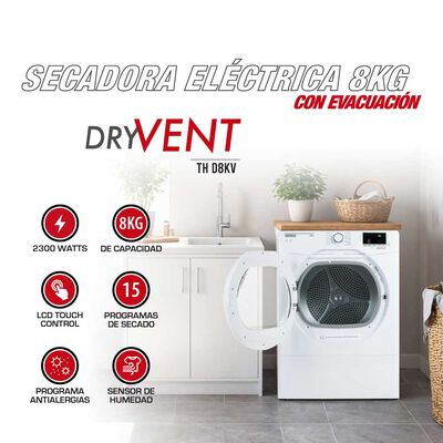 Imagen 2 del producto Secadora de Ropa Thomas TH-D8KV 8 kg. Con Evacuación