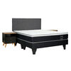 Cama Europea Celta Base Dividida 2 Plazas Black Soul +  Respaldo + 2 Veladores Black
