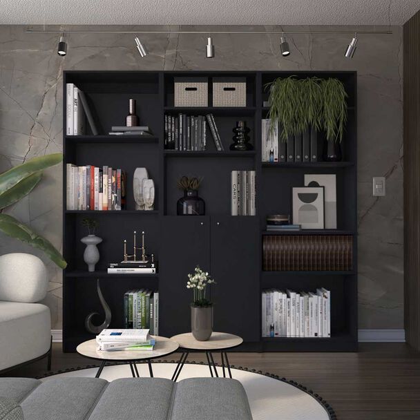 Estante 4 Repisas + Estante 2 Puertas + Estante 5 Repisas TuHome Home Wengue