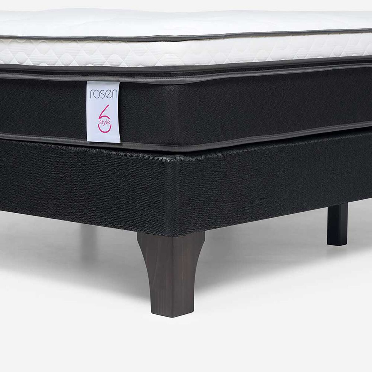 Cama Europea Rosen 2 Plazas New Style 6 + Respaldo + 2 Veladores Ferrera