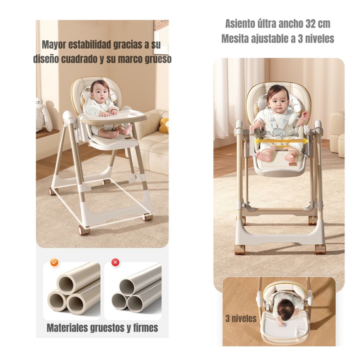 Silla de Comer Columpio 2 en 1 Angel LuBabycas Rosada