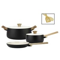 Batería de Cocina Aluminio Forjado Fantuzzi Biella Negro 7 Piezas