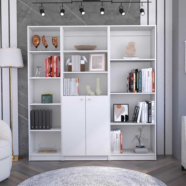 Estante 45 cm + Estante 2 Puertas + Estante 4 Repisas TuHome Home Blanco