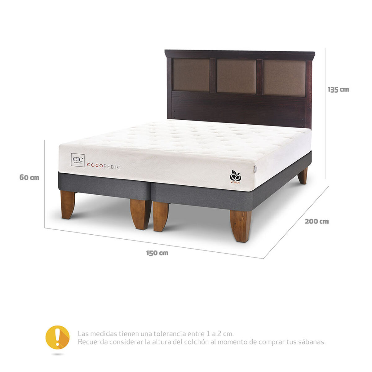 Cama Europea CIC Base Dividida 2 Plazas Cocopedic