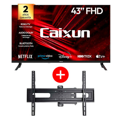 Combo Smart TV LED 43" Caixun FHD Roku + Soporte de Pared Articulado Fiddler