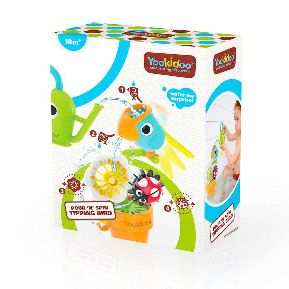 Juego de Ba&ntilde;o Tucan y Chinita de Agua Infantil Beb&eacute; Ni&ntilde;o Ni&ntilde;a Tina Yookidoo