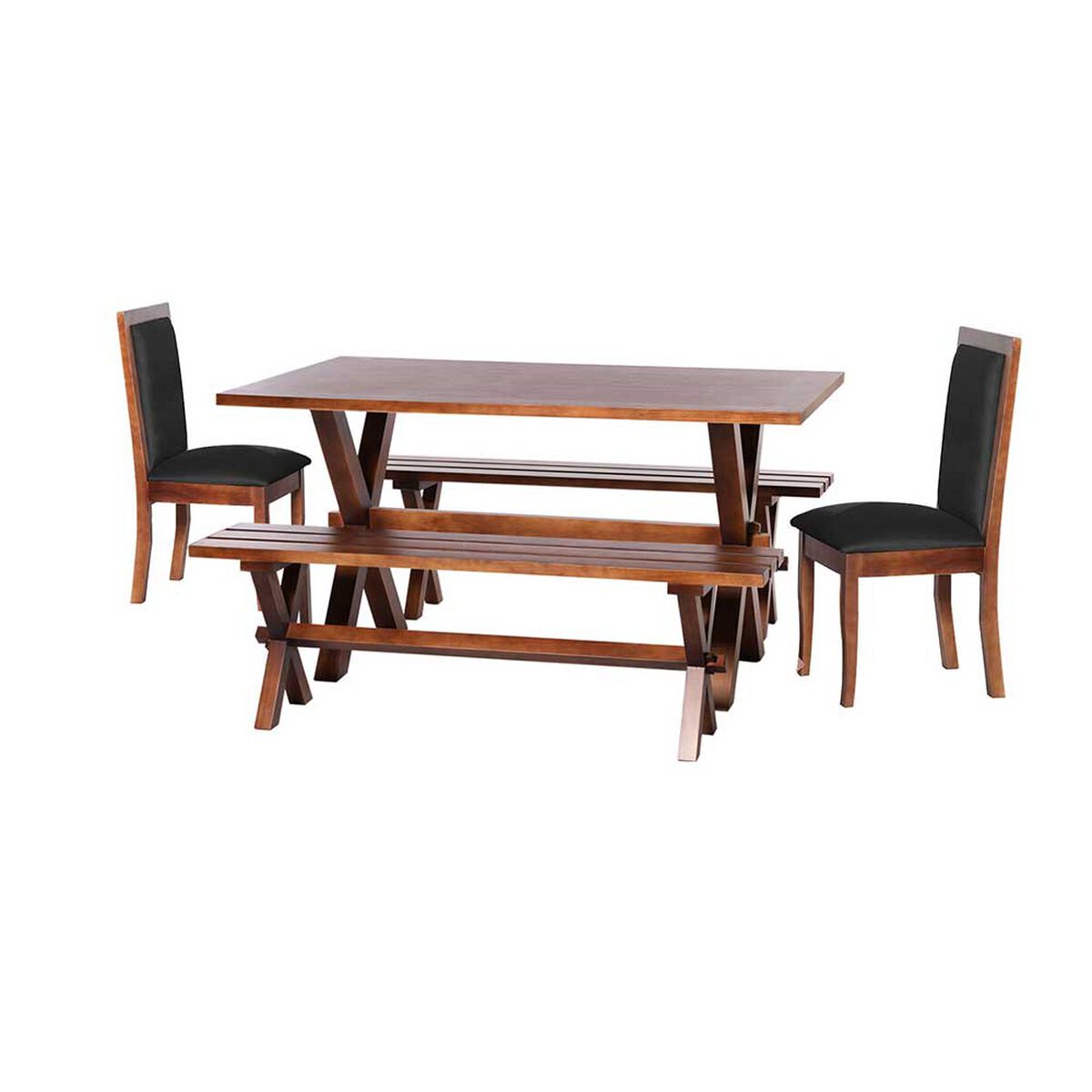 Juego de Comedor Latam Home Sevilla Girona 2 Sillas + 2 Bancas Velvet Negro