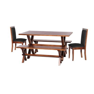 Juego de Comedor Latam Home Sevilla Girona 2 Sillas + 2 Bancas Velvet Negro