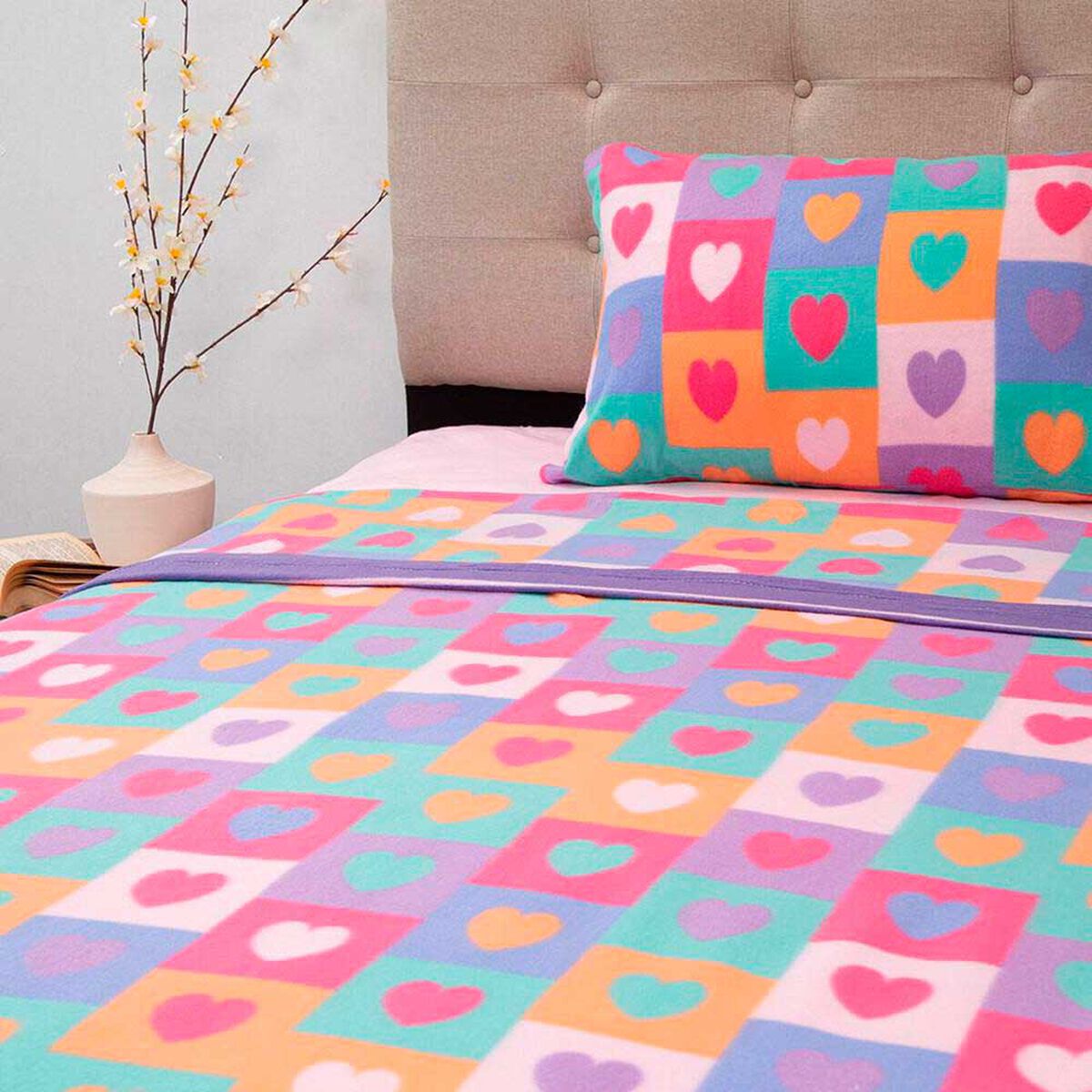 S&aacute;bana de Polar Doral 1,5 Plazas Senses Coraz&oacute;n