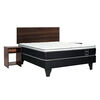 Cama Europea Celta 2 Plazas Black Soul + Respaldo + 2 Veladores Castilla