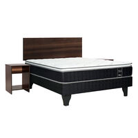 Cama Europea Celta 2 Plazas Black Soul + Respaldo + 2 Veladores Castilla