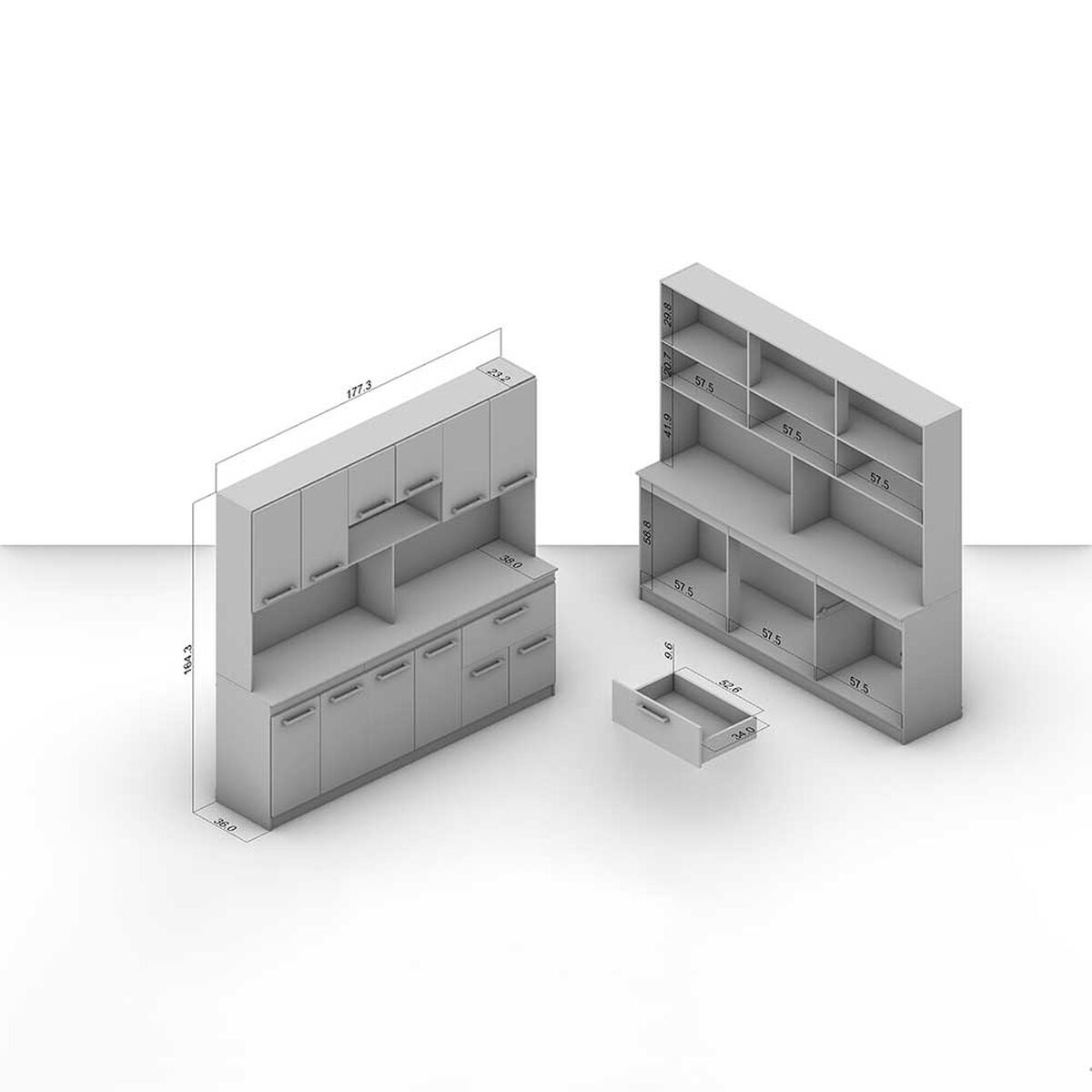 Mueble de Cocina Vekkahome Buck 1 Caj&oacute;n 12 Puertas Blanco