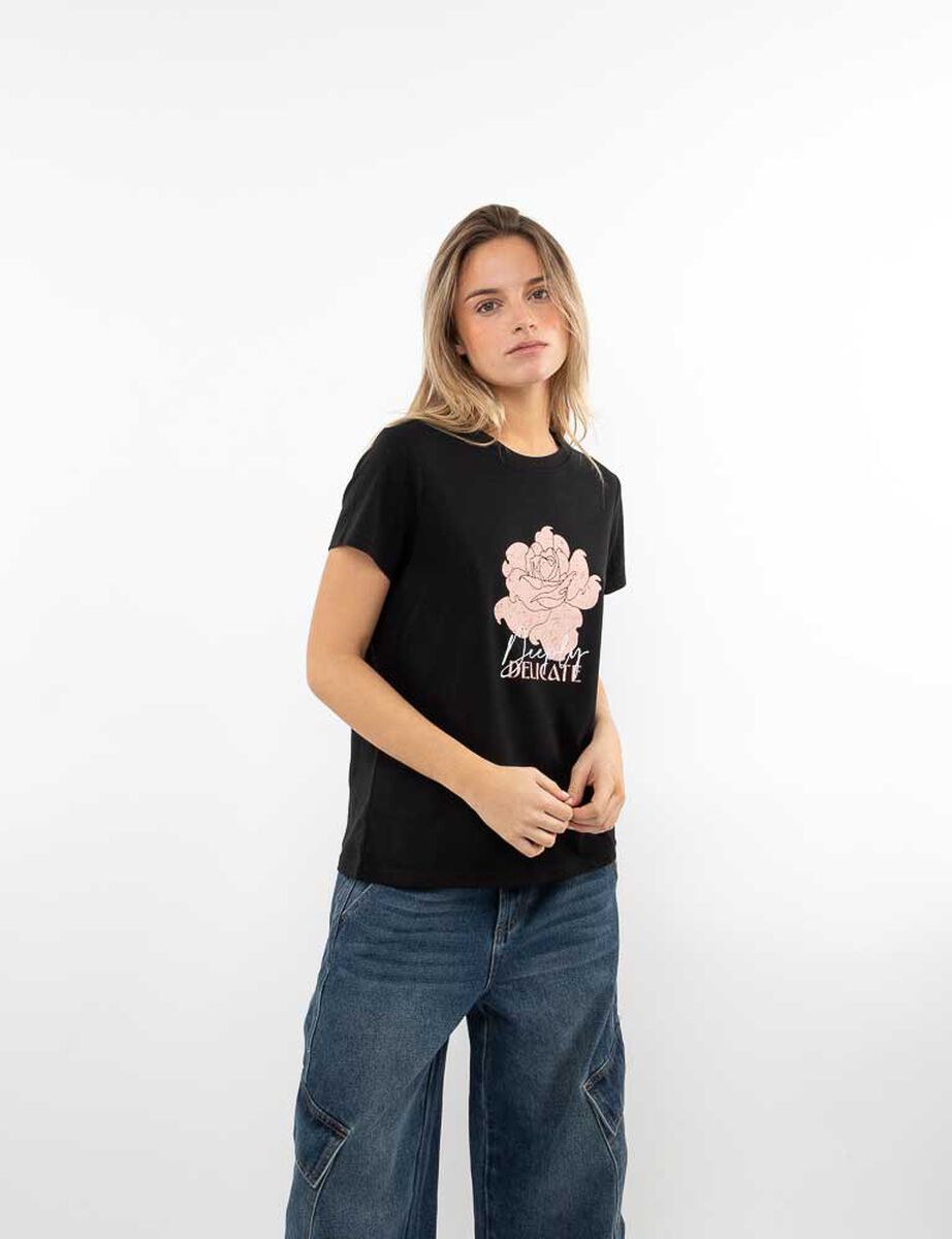 Polera Con Estampado Manga Corta Mujer Icono