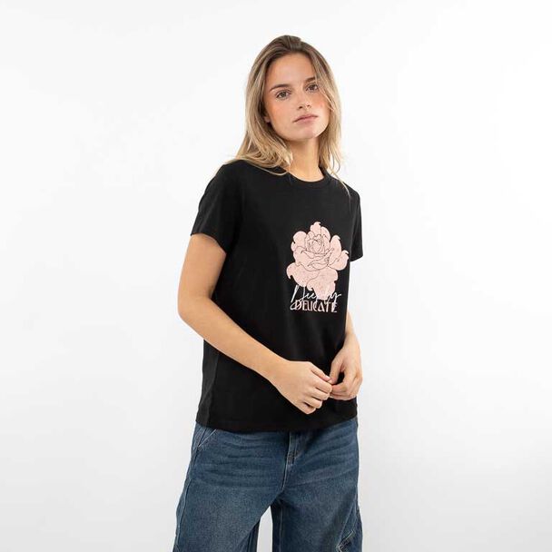 Polera Con Estampado Manga Corta Mujer Icono