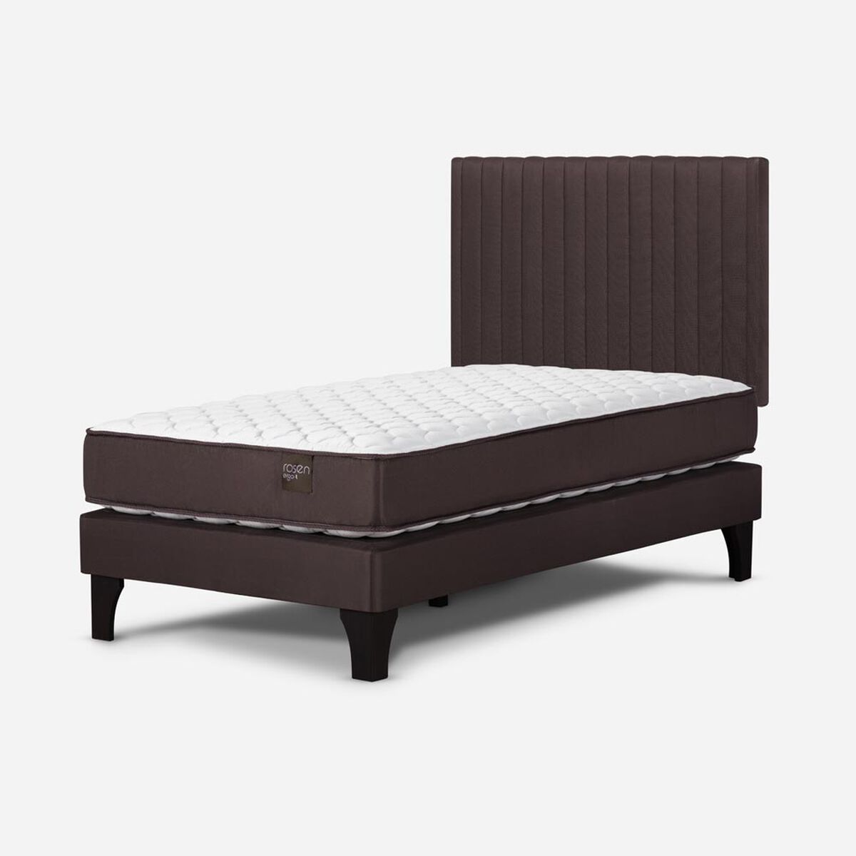 Cama Europea Rosen 1 Plaza Ergo T + Respaldo Caf&eacute;