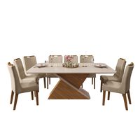Juego de Comedor Di Poretti Stela 8 Sillas Beige