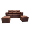 Juego de Living Kea Nize Sofá 3 Cuerpos + Dos Pouf 1 Cuerpo Cañamazo Café