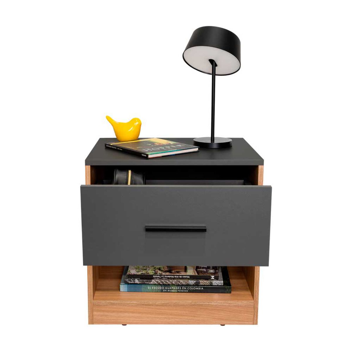 Velador Tuhome Girona 1 Caj&oacute;n Fresno Plomo