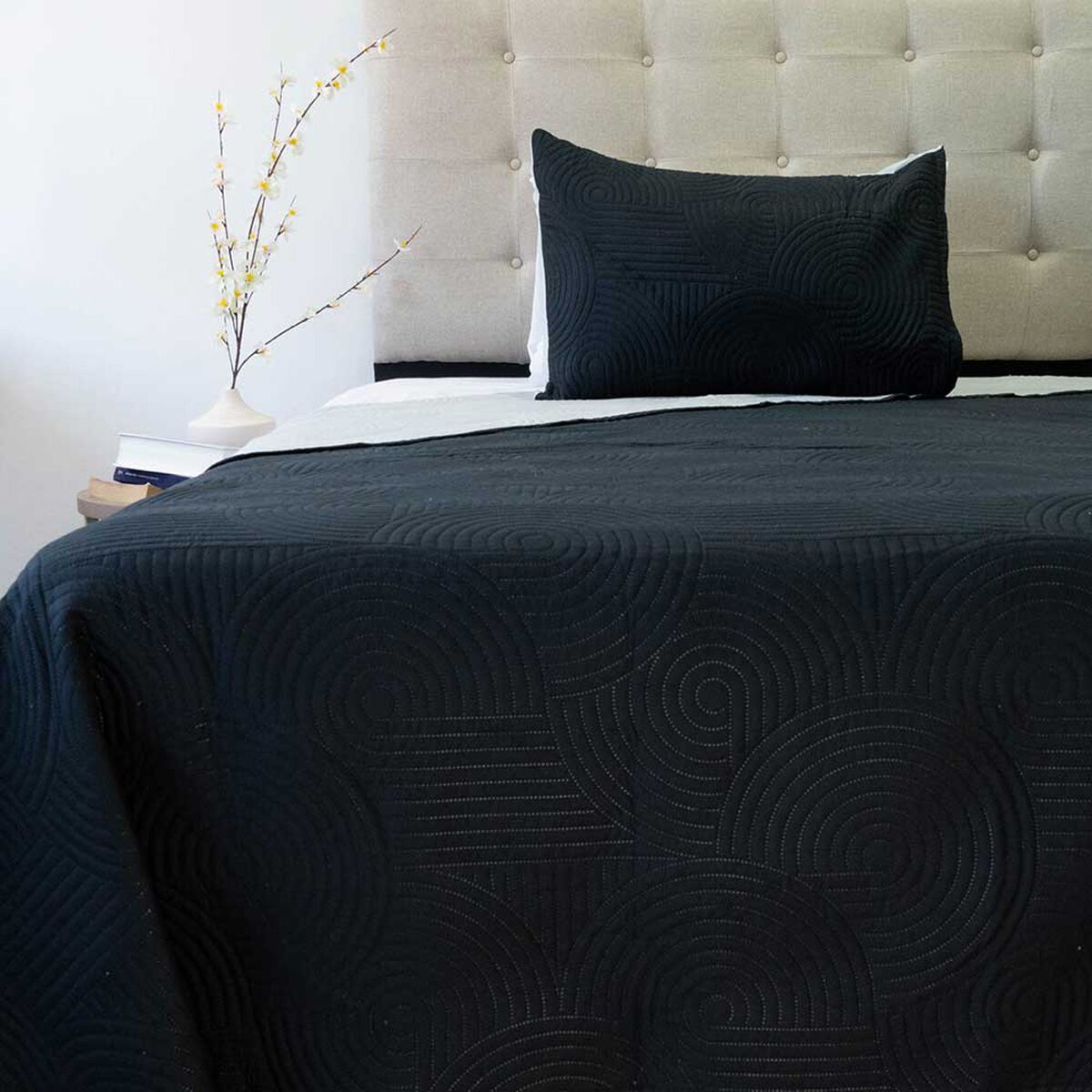 Quilt Doral 1,5 Plazas Negro Gris Origins