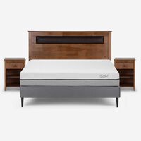 Cama Europea Rosen 2 Plazas Pratta + Respaldo + 2 Veladores Ferrera