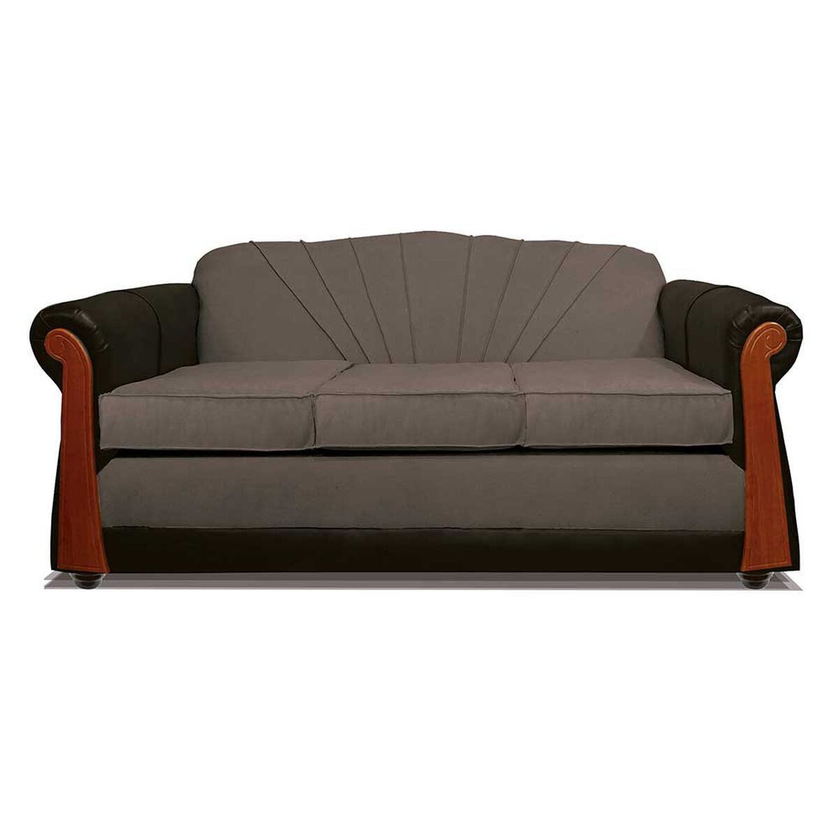 Sof&aacute; Elegant Detail Marsella 3 Cuerpos Tela/PU Caf&eacute;