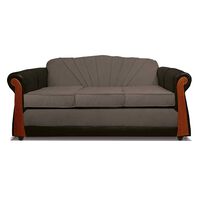 Sofá Elegant Detail Marsella 3 Cuerpos Tela/PU Café