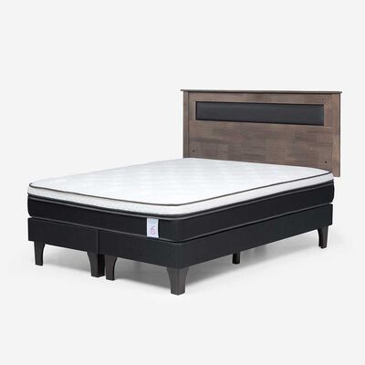 Imagen 2 del producto Cama Europea Rosen Base Dividida 2 Plazas New style 6 + Respaldo Ferrera Gris