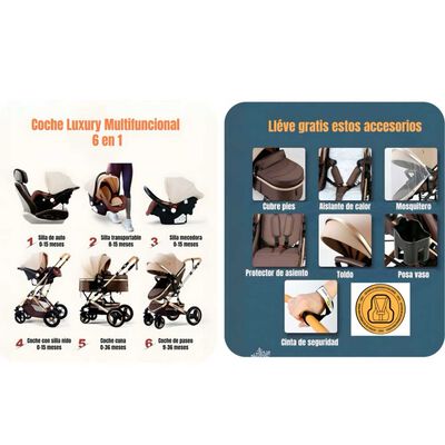 Imagen 2 del producto Coche Travel System con Accesorios Rosado Luxury LuBabycas