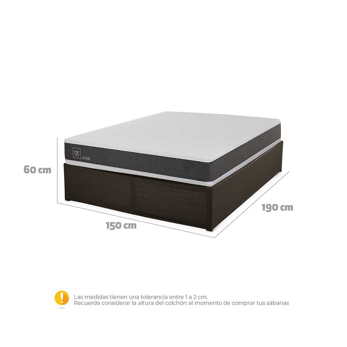 Cama Europea CIC Iron Smart 2 Plazas Ortopedic + Faldón