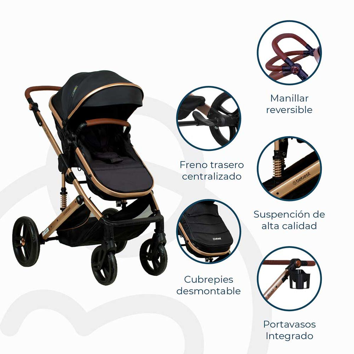 Coche Travel System Offroad Negro Bebesit