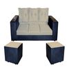 Juego de Living Diseño A&M Home Julietta Sofá 3 Cuerpos + 2 Pouf 1 Cuerpo Negro Beige